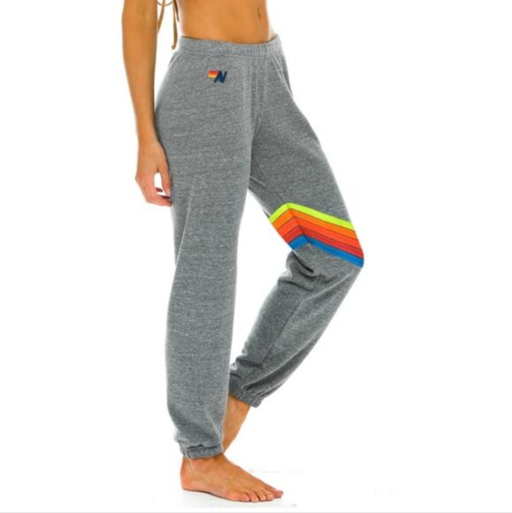 Aviator Nation Chevron 5 Stripe Neon Sweatpants Size XS